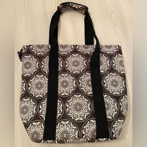 Olivet International Insulated Lunch Tote Bag Brown & White Mandala Pattern